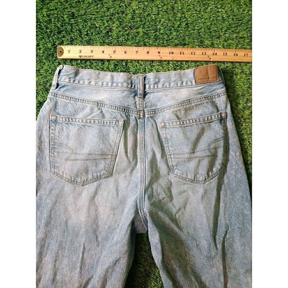 AEO American Eagle Jeans Size 10 Womens Blue Mom Jeans Cropped Distress - Picture 7 of 11